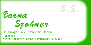 barna szohner business card